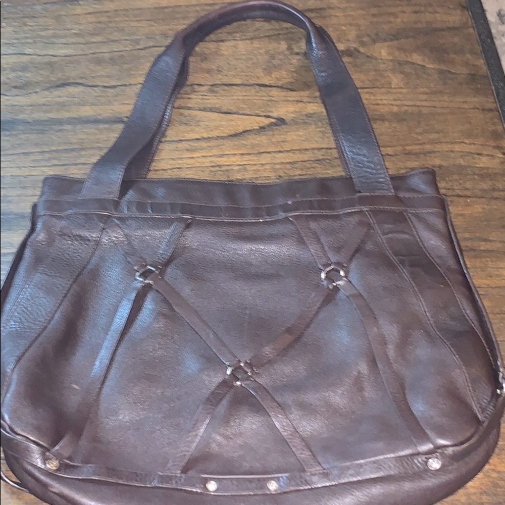 Juicy Couture Large Brown Leather Criss Cross Bag